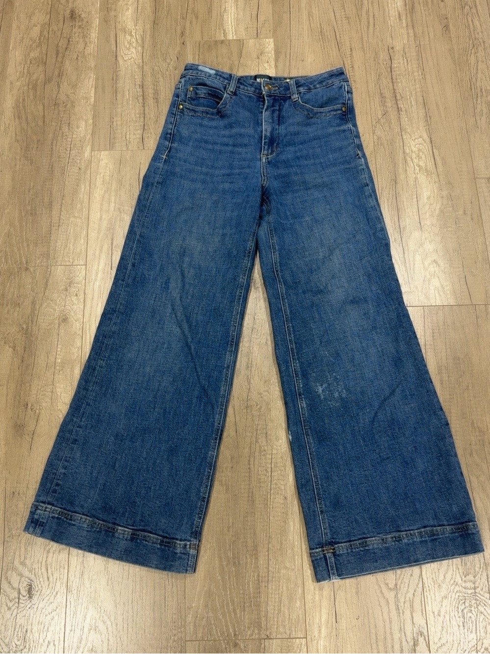 Anthropologie Maeve High Rise Wide Leg Banded Hem Jeans Size 28